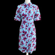 VERSACE Floral Short Sleeve One Piece Dress Light Blue Purple #42/28 AK38500h