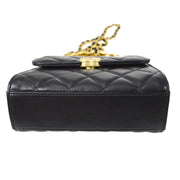 Chanel Quilted Chain 2way Handbag Purse Black Lambskin Leather H8G58LX2 67700