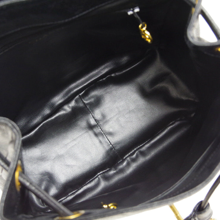 CHANEL CC Chain Backpack Bag Purse Black Caviar Skin Vintage 05019
