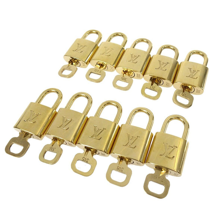 LOUIS VUITTON Padlock & Key Bag Accessories Charm 10 Piece Set Gold 21114