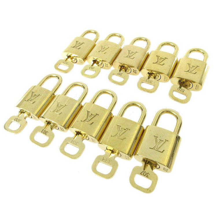 LOUIS VUITTON Padlock & Key Bag Accessories Charm 10 Piece Set Gold 42426