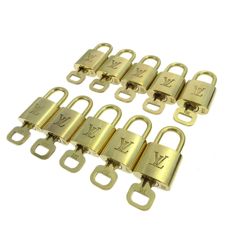 LOUIS VUITTON Padlock & Key Bag Accessories Charm 10 Piece Set Gold 20814