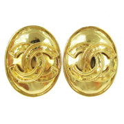 CHANEL CC Logos Earrings Clip-On Gold-Tone 94P Accessories  AK38397j
