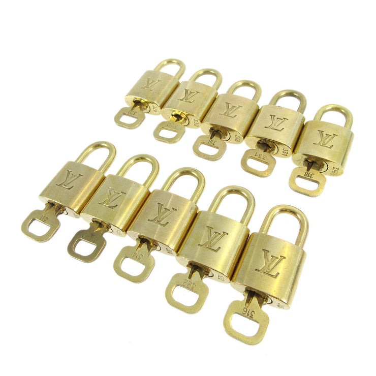 LOUIS VUITTON Padlock & Key Bag Accessories Charm 10 Piece Set Gold 10162