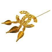 CHANEL CC Logos Fringe Motif Brooch Pin Corsage France 95A AK33265h