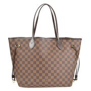 Authentic Louis Vuitton Damier Ebene Neverfull MM with Red Interior Tote  N51105