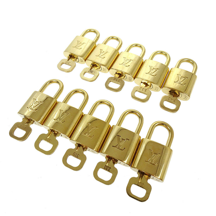 LOUIS VUITTON Padlock & Key Bag Accessories Charm 10 Piece Set Gold 38065