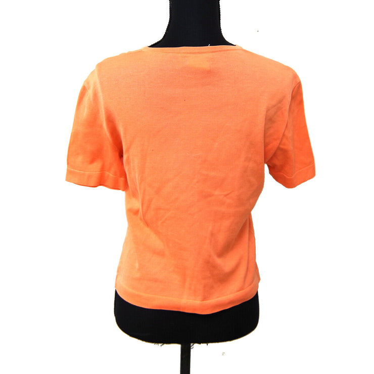 CHANEL CC Logos Short Sleeve Tops Shirt Orange 100% Cotton #42 AK37959i