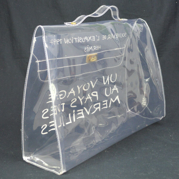 HERMES Vinyl Kelly Beach Hand Bag Purse SOUVENIR DE L'EXPOSITION 1997 04402