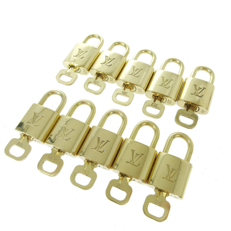 LOUIS VUITTON Padlock & Key Bag Accessories Charm 10 Piece Set Gold 32307
