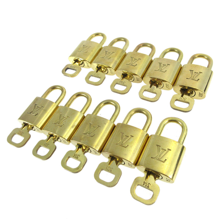 LOUIS VUITTON Padlock & Key Bag Accessories Charm 10 Piece Set Gold 41912