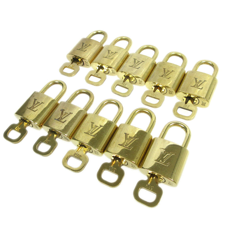 LOUIS VUITTON Padlock & Key Bag Accessories Charm 10 Piece Set Gold 82343