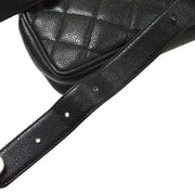 CHANEL Quilted CC Waist Bum Bag Purse Black Caviar Skin Leather 80/32 AK38577b