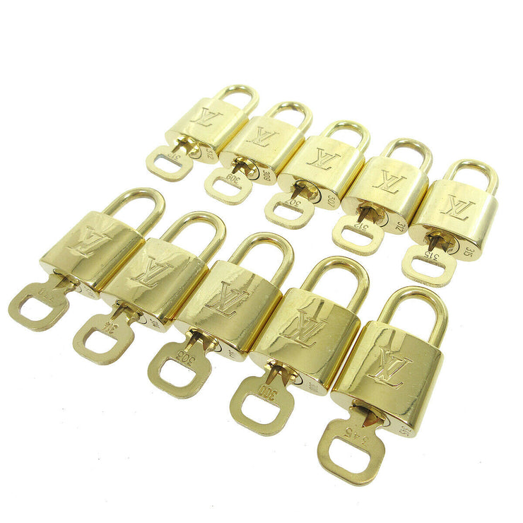 LOUIS VUITTON Padlock & Key Bag Accessories Charm 10 Piece Set Gold 35675