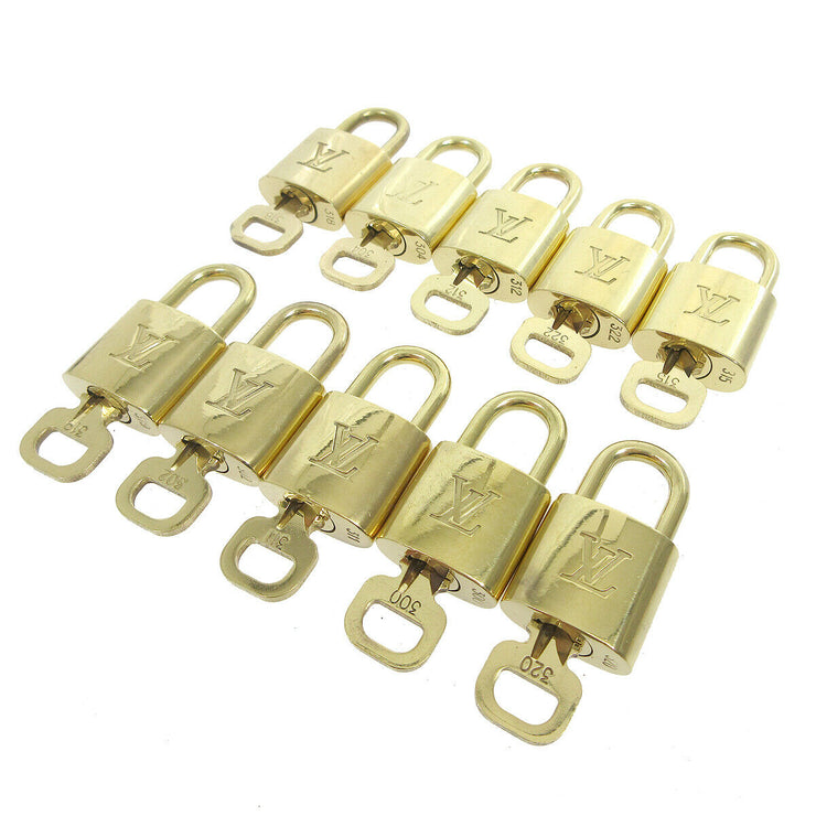 LOUIS VUITTON Padlock & Key Bag Accessories Charm 10 Piece Set Gold 35655