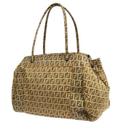 FENDI Zucchino Hand Tote Bag Beige Nylon Leather 2211 SRN174 WT0079 58174