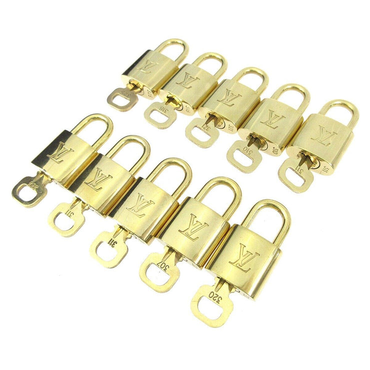 LOUIS VUITTON Padlock & Key Bag Accessories Charm 10 Piece Set Gold 21261