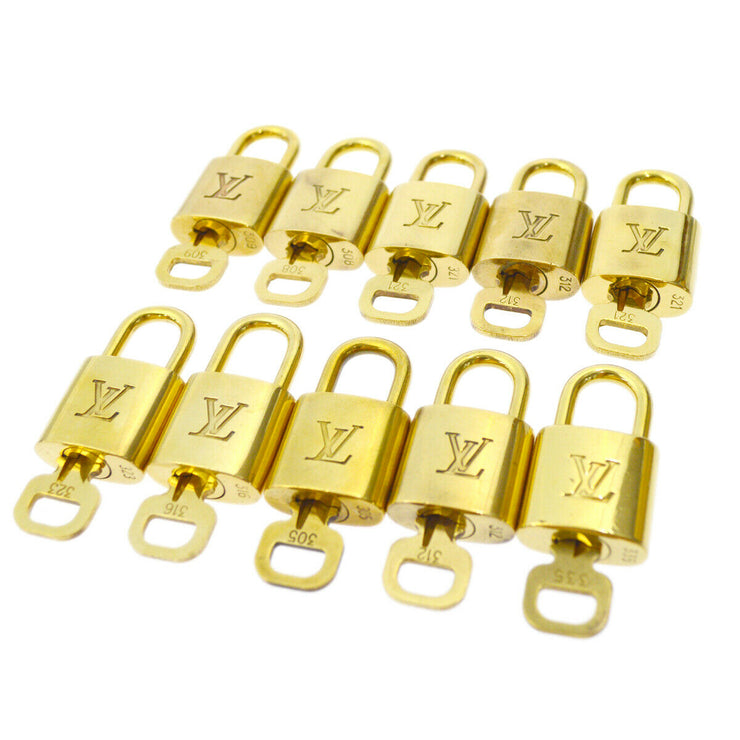 LOUIS VUITTON Padlock & Key Bag Accessories Charm 10 Piece Set Gold 72295