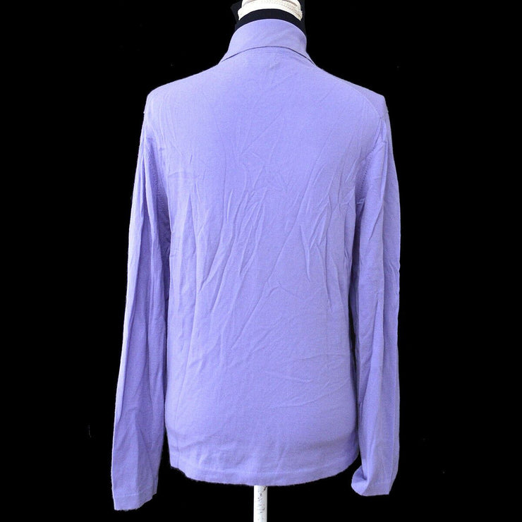 HERMES Long Sleeve Knit Tops Purple #M Italy Cashmere 00474