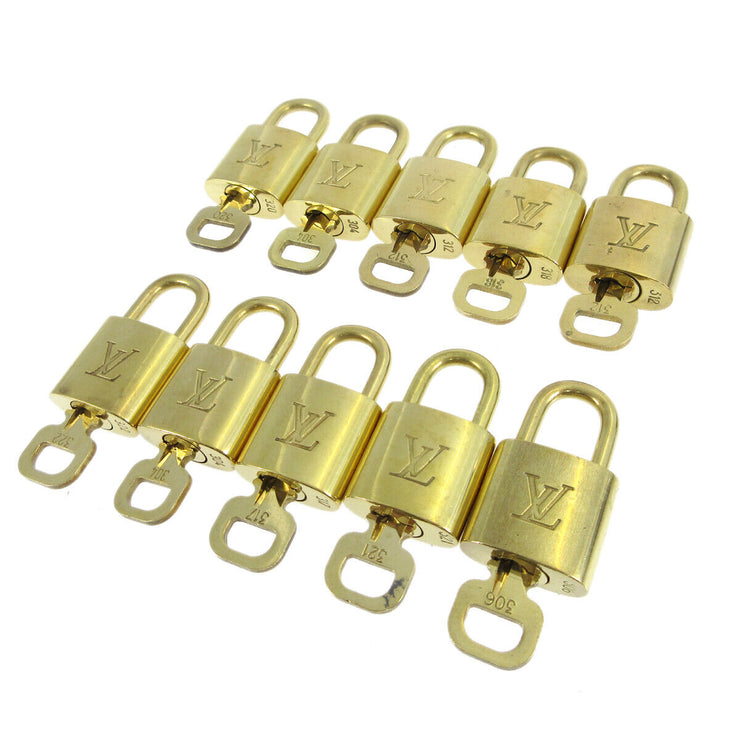 LOUIS VUITTON Padlock & Key Bag Accessories Charm 10 Piece Set Gold 10148