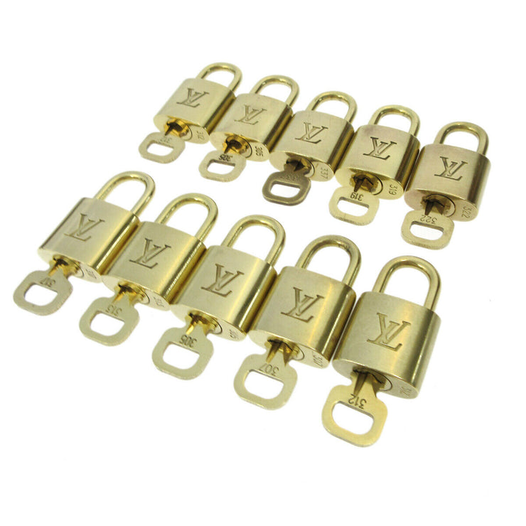 LOUIS VUITTON Padlock & Key Bag Accessories Charm 10 Piece Set Gold 92210