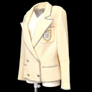 CHANEL Emblem Tailored Jacket Blazer Double Cream 05C #42 Wool  G03691d