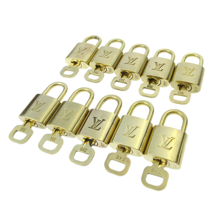 LOUIS VUITTON Padlock & Key Bag Accessories Charm 10 Piece Set Gold 91158