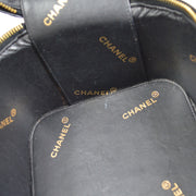 CHANEL Heart Mirror Cosmetic Vanity Handbag Purse Black Patent leather AK16670c