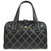 CHANEL Wild Stitch CC Hand Bag Black 10315