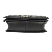 Boy Chanel Double Chain Shoulder Bag Black Tweed Caviar Skin 18463510 46550