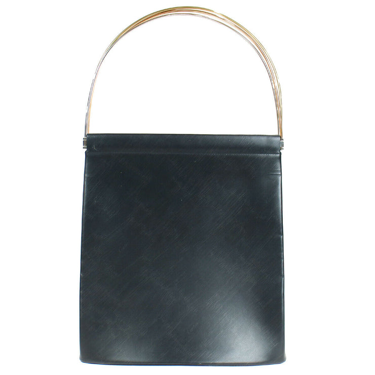Cartier Trinity Hand Bag EKFD Purse Black Leather France Vintage 12760
