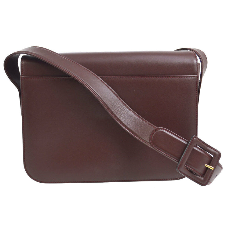 CARTIER Must De Cartier Cross Body Shoulder Bag Bordeaux Leather O02413c