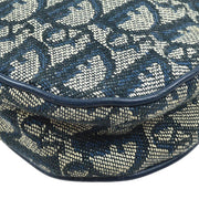 Christian Dior Trotter Pattern Saddle Hand Bag Pouch Navy 70668
