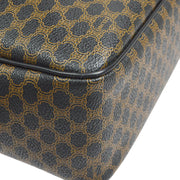 CELINE Macadam Pattern Hand Bag Purse Black PVC Leather 43887