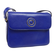 CELINE Logo Ring Cross Body Shoulder Bag DM94* Purse Blue Leather  05329
