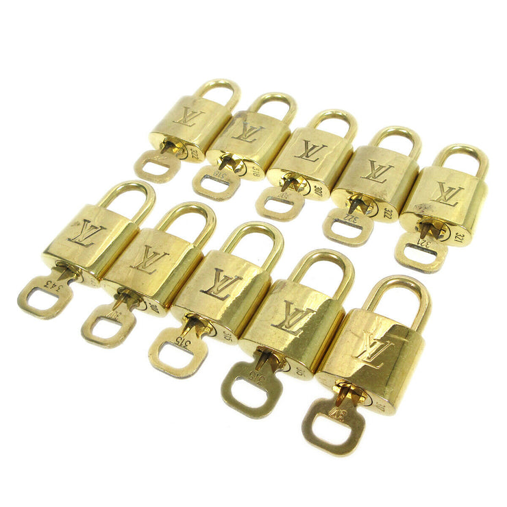 LOUIS VUITTON Padlock & Key Bag Accessories Charm 10 Piece Set Gold 82353