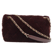 CHANEL Classic Single Flap Double Chain Shoulder Bag Brown Fur 26491268 45647