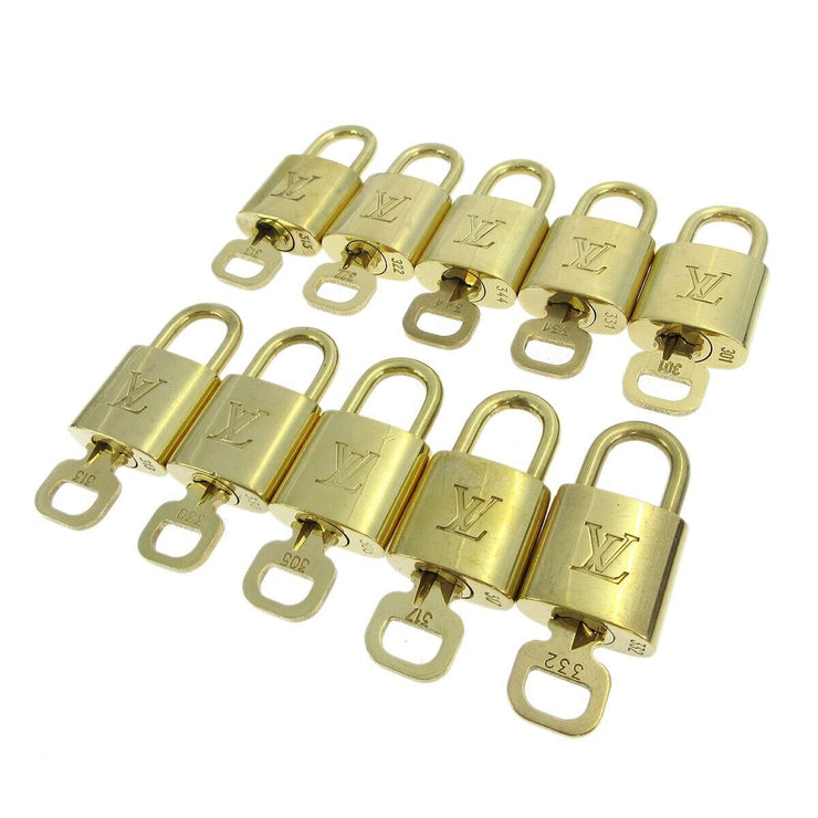 LOUIS VUITTON Padlock & Key Bag Accessories Charm 10 Piece Set Gold 20970