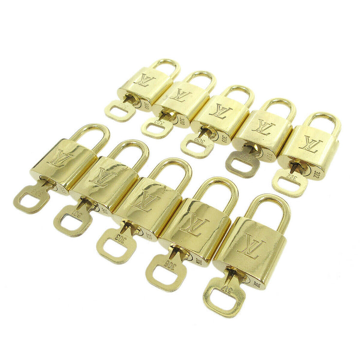LOUIS VUITTON Padlock & Key Bag Accessories Charm 10 Piece Set Gold 36066