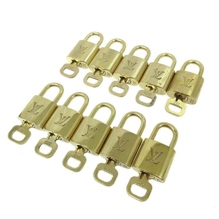 LOUIS VUITTON Padlock & Key Bag Accessories Charm 10 Piece Set Gold 83938