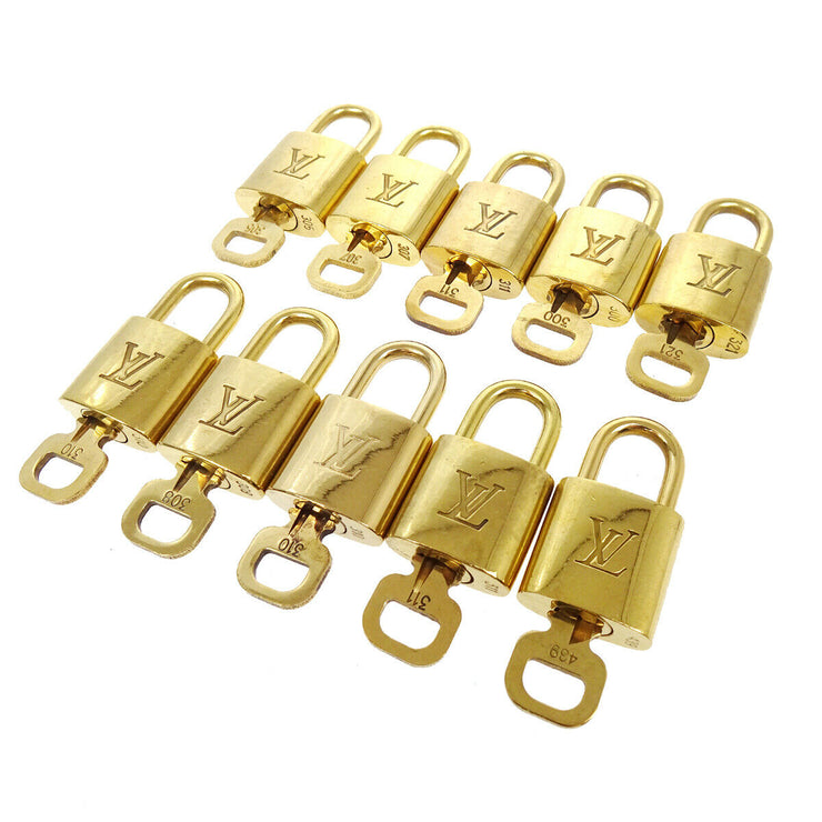 LOUIS VUITTON Padlock & Key Bag Accessories Charm 10 Piece Set Gold 39343