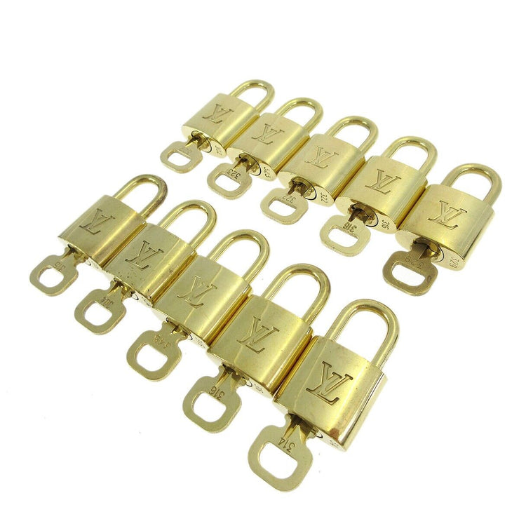 LOUIS VUITTON Padlock & Key Bag Accessories Charm 10 Piece Set Gold 20977