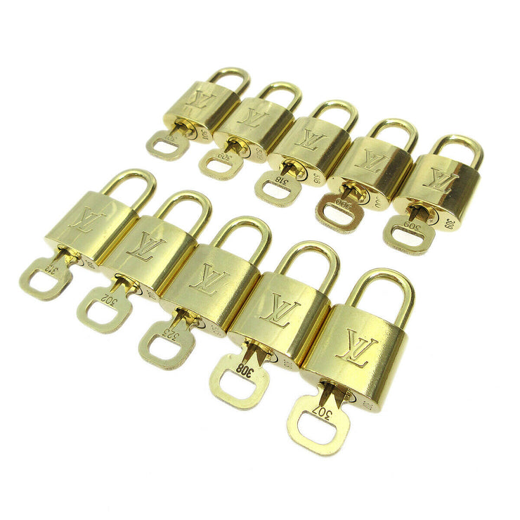 LOUIS VUITTON Padlock & Key Bag Accessories Charm 10 Piece Set Gold 38118