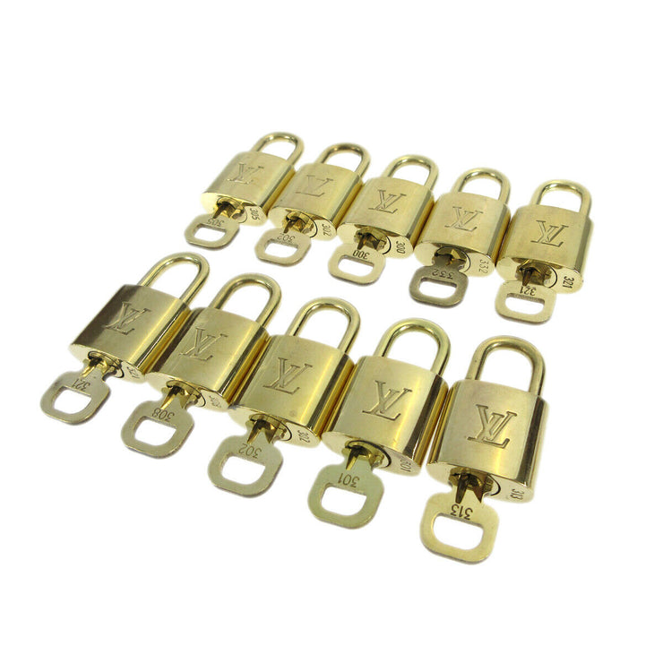 LOUIS VUITTON Padlock & Key Bag Accessories Charm 10 Piece Set Gold 92581