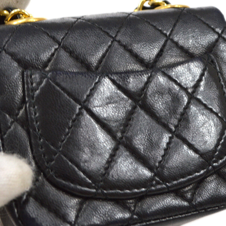 CHANEL Quilted Flap Micro Bum Belt Bag Purse Black Lambskin Leather 72582
