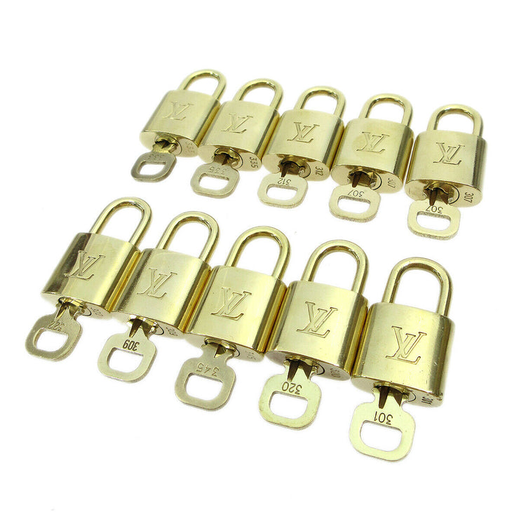 LOUIS VUITTON Padlock & Key Bag Accessories Charm 10 Piece Set Gold 10320