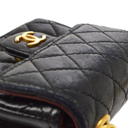 CHANEL Quilted Flap Micro Bum Belt Bag Purse Black Lambskin Leather 72582