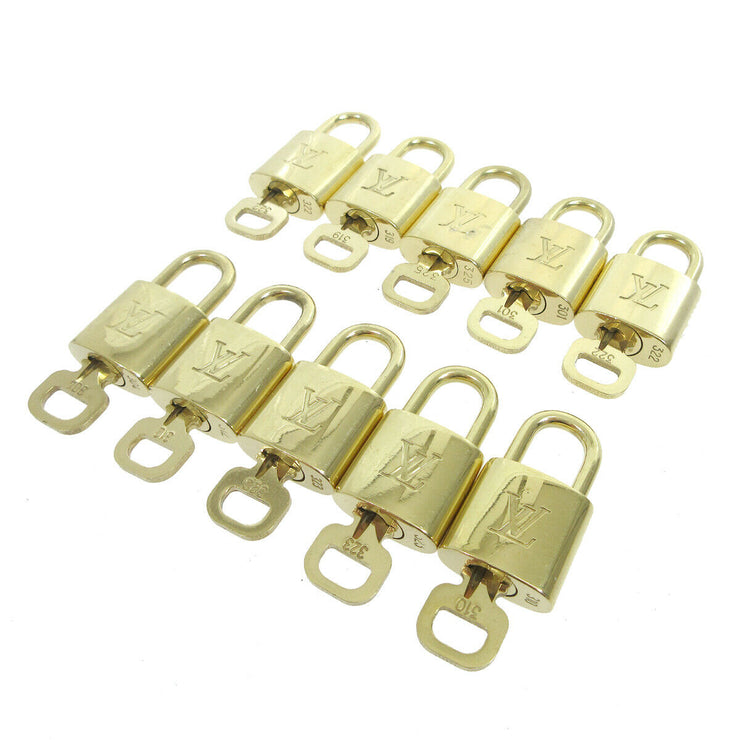 LOUIS VUITTON Padlock & Key Bag Accessories Charm 10 Piece Set Gold 35515