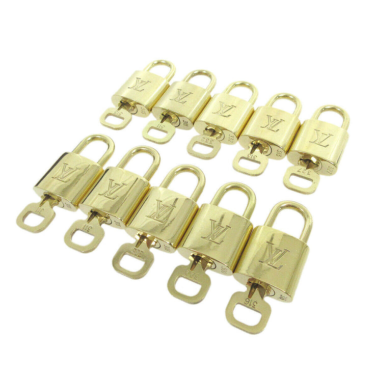 LOUIS VUITTON Padlock & Key Bag Accessories Charm 10 Piece Set Gold 35468