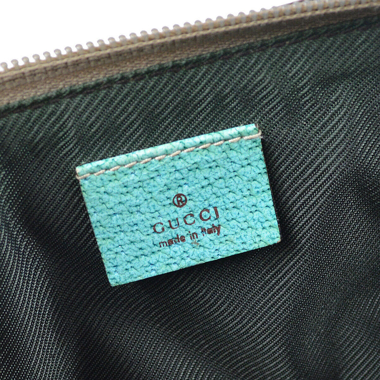 GUCCI GG Pattern Mini Hand Bag Blue Beige Canvas Leather 62747